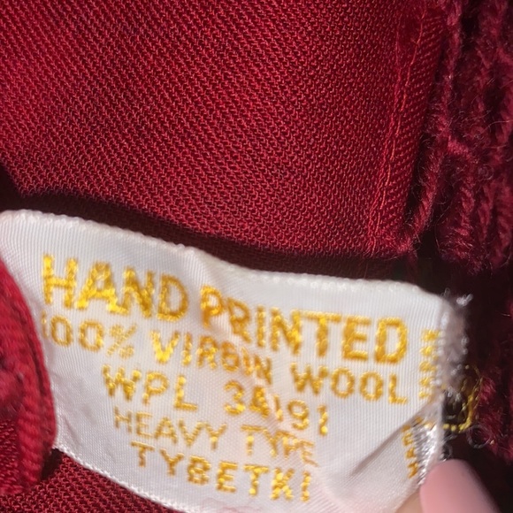 Hand printed virgin wool large floral scarf - Picture 4 of 5